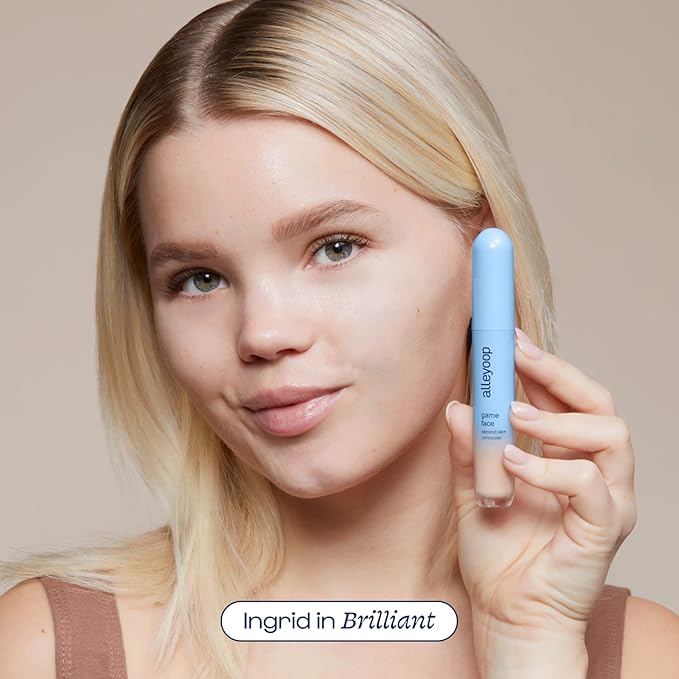 Alleyoop Game Face Concealer Makeup, Lightweight to Medium Buildable Coverage Under Eye Concealer, For Blemishes, Crease-proof and Hydrating with Aloe Stem Cell, Smooth Second Skin Finish - Brilliant-Velvo Beauty