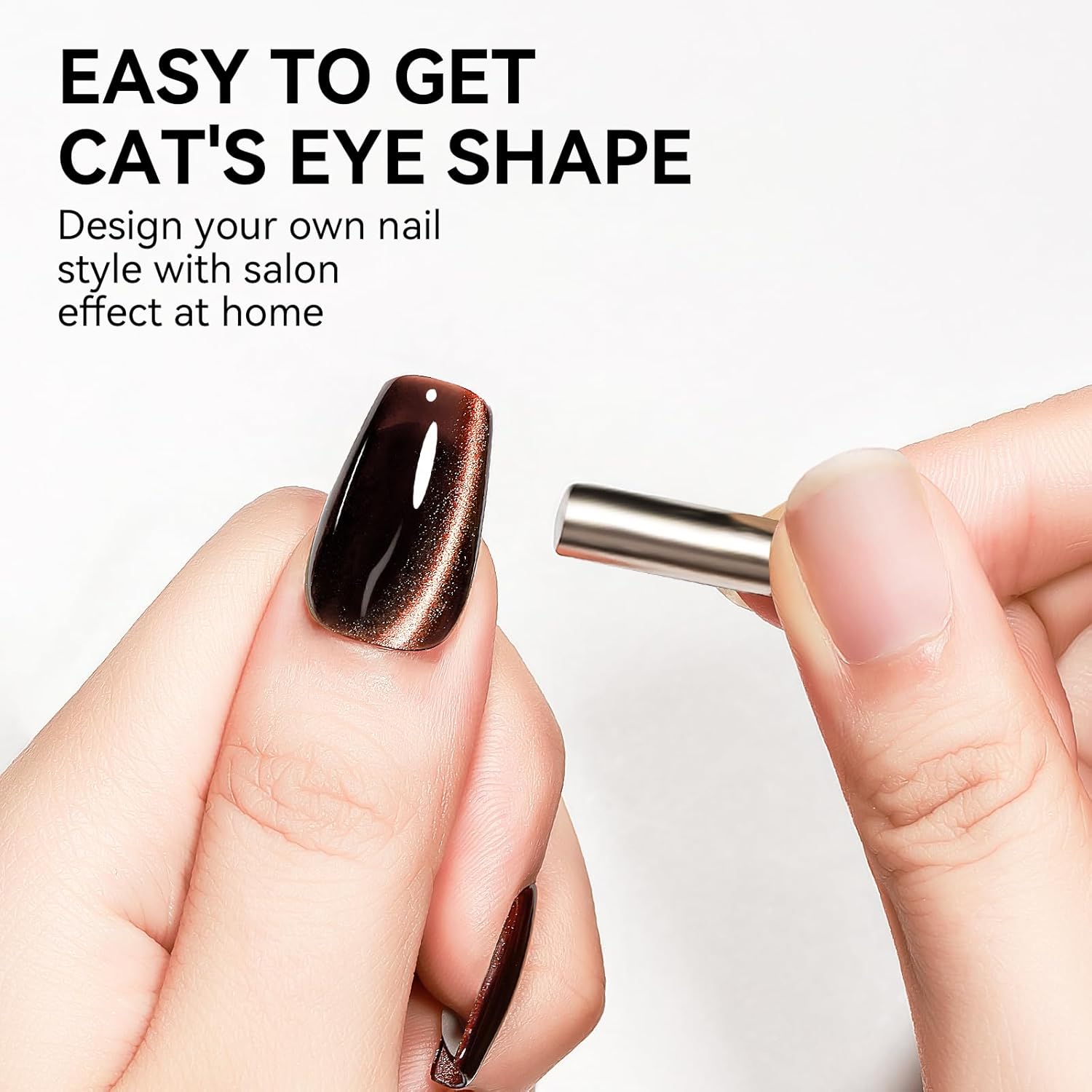 Cat Eye Nail Polish, Dark Brown, Moonlight Magnetic Gel Nail Polish With Magnet Stick, Glitter Holographic Shimmer UV Velvet Gel Nail Art Manicure Salon DIY Home, 12ML-Velvo Beauty