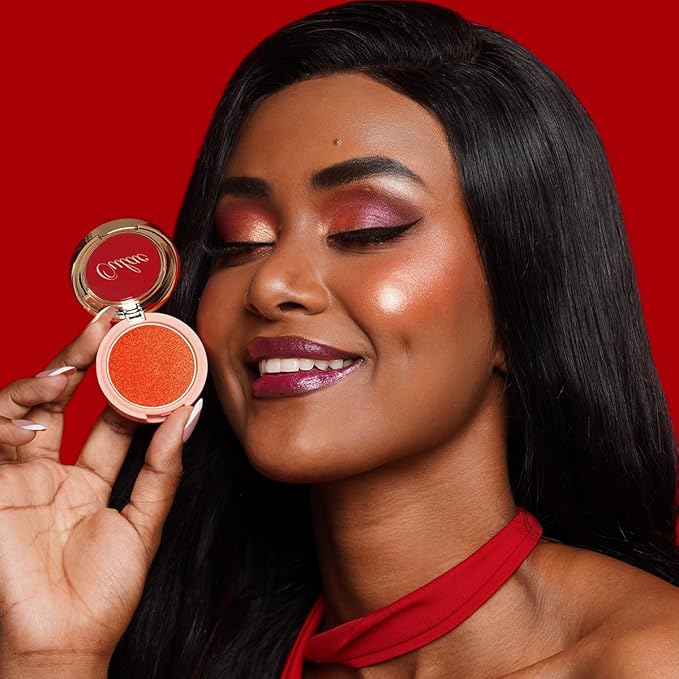 Oulac Luminisers Powdery Blusher for Cheeks Face Glow,Brighten Skin As Highlighter Makeup, Shimmer Blusher,Buildable and Vegan Cosmetics,4.8g F10 Tangerine Tango-Velvo Beauty