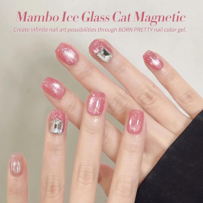 Born Pretty Magnetic Gel Nail Polish Pastel Cat Magnetic Eye Gel Polish Glitter Shimmer Auroras Magnetic Gel Nail Art Manicure Kit 6PCS-Velvo Beauty