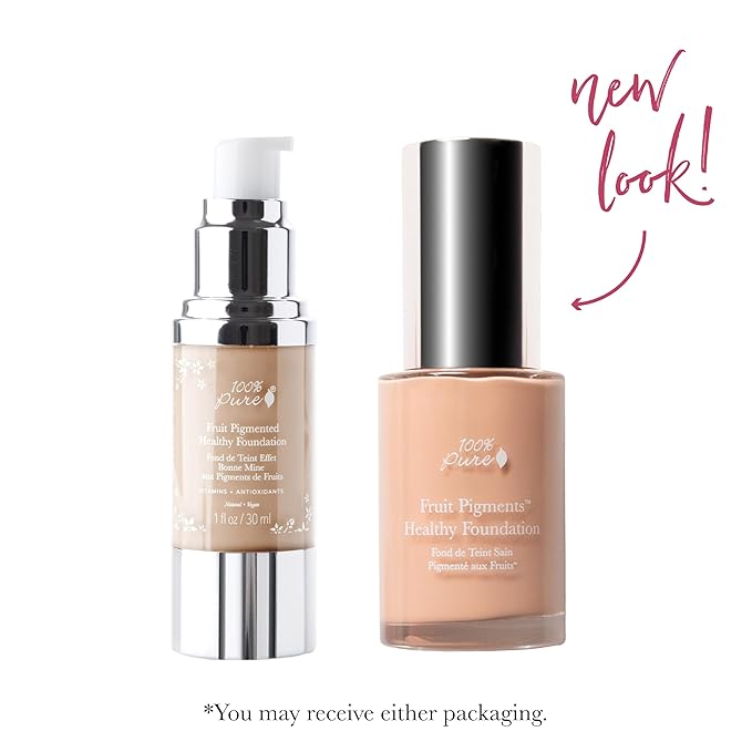 100% PURE Healthy Foundation Full Face Coverage Makeup, Liquid Matte Finish with Anti-Aging Benefits - Vegan Gorgeous Fruit Pigmented Sand Color (Light Medium with Neutral Undertone) - 1 Fl Oz-Velvo Beauty