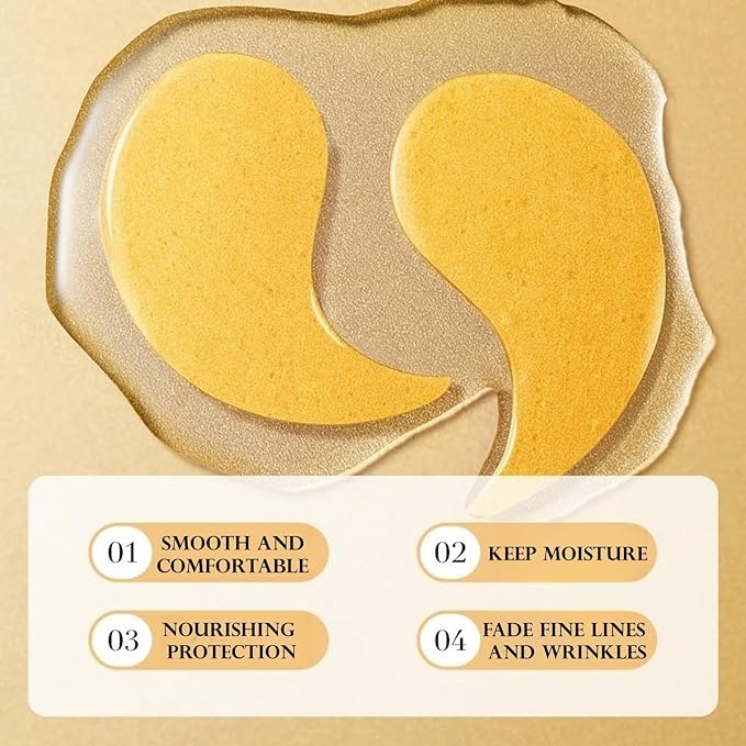 Under Eye Patches - 24K Gold Eye Mask,Moisturizing Serum for Firming, Brightening, and Relieving Eye Fatigue - Under Eye Patches for Dark Circles and Puffiness (gold)-Velvo Beauty
