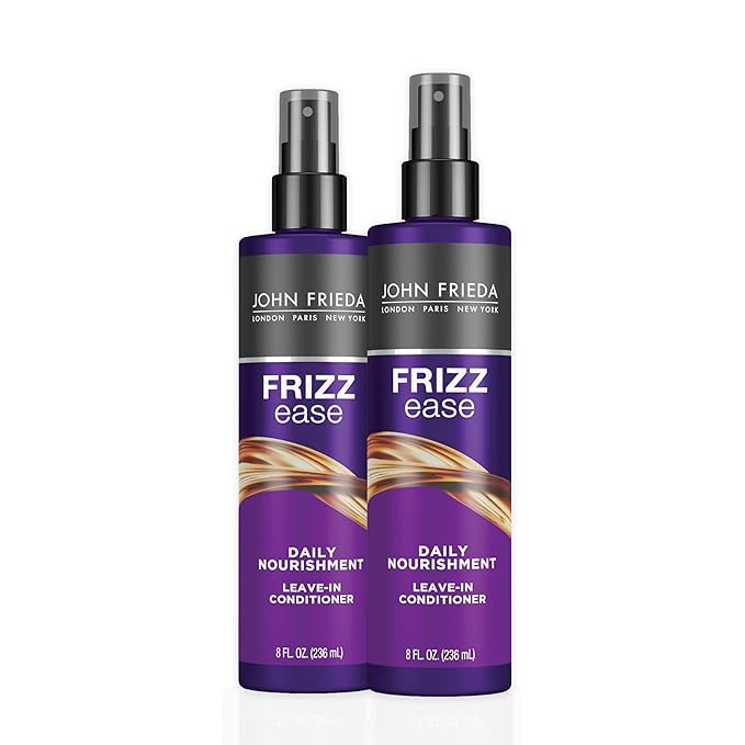 John Frieda Frizz Ease Daily Nourishment Leave-In Conditioner, Detangles Frizzy, Damaged Hair, Reduces Breakage, Protects Against Heat, with Vitamins A, C, E & Green Tea Extract, 8 Oz, Pack of 2-Velvo Beauty