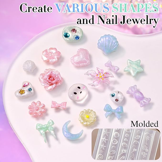 Double Rhythm 3D Nail Gel Pearl Solid Sculpting for Nail Art Non-Sticky Hard for Building Carving Molding Extension Soak Off UV/LED Nail Art Salon Home DIY 0.5 Oz (Green-Silk 08)-Velvo Beauty
