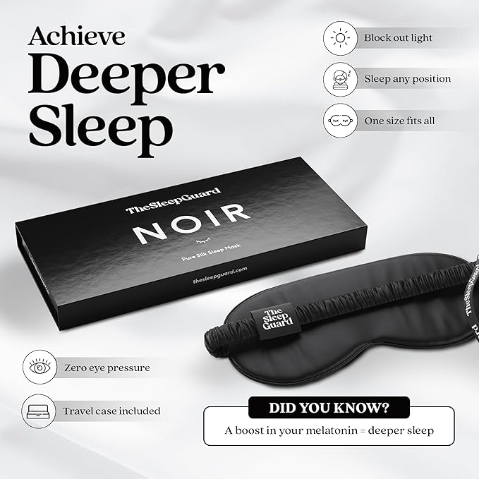 Pure Silk Sleep Mask [100% 6A Mulberry Silk, 22 Momme] Light Blocking Travel Essentials. Eye Masks for Sleeping. Black Oeko-Tex Blindfold. Eye Covers for Men & Women-Velvo Beauty