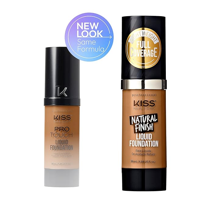 Kiss New York Professional Liquid Foundation - Lightweight and Hydrating Formula, Natural Finish, Control Shine, Cover Pores, Medium to Full Coverage, Green Tea Extract (Warm Honey)-Velvo Beauty