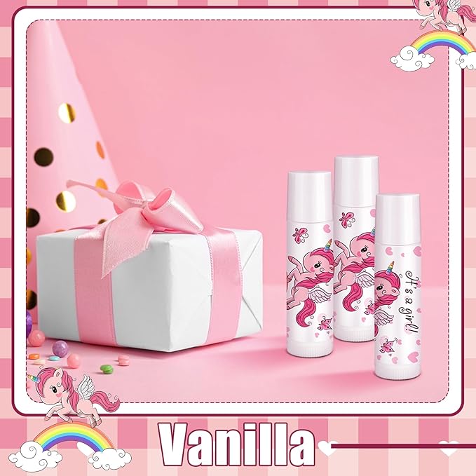 Loopeer 50 Pcs Lip Balm Gift Set Baby Shower Party Favors Natural Ingredients Beeswax lipsticks Gender Reveal Favors Gift Chapped Lips Care Products for Baby Kids Men Women and Children (Unicorn)-Velvo Beauty
