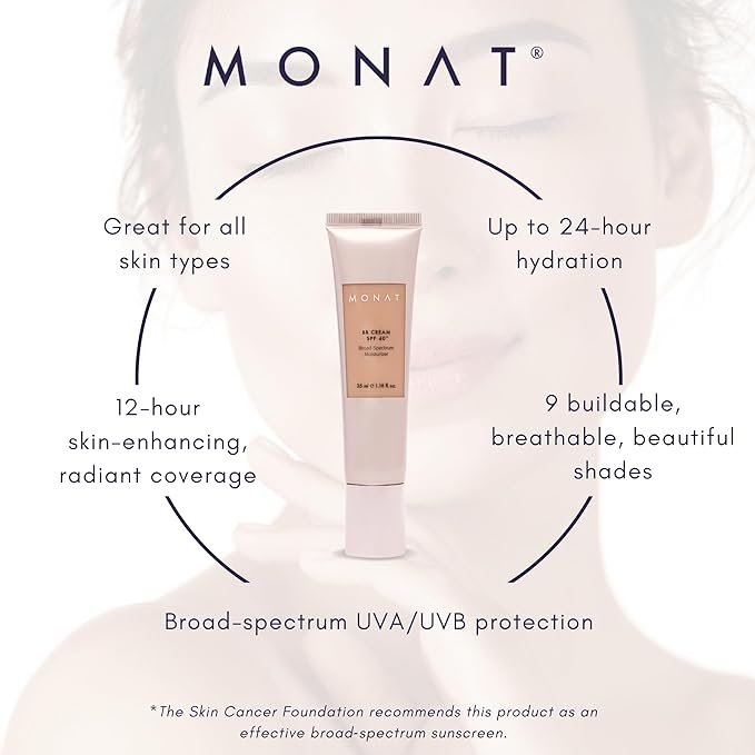 Monat BB Cream SPF 40 - Sand Broad-Spectrum Moisturizer, Lightweight Tinted Coverage, Fragrance-Free, 35ml/1.18 fl. oz.-Velvo Beauty