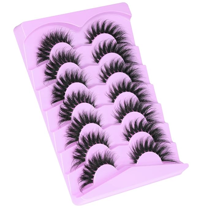 Lashes Clear Band Fox Eye Lashes 3D Volume Faux Mink Eyelashes Wispy False Eyelashes Strips 7 Pairs by Kiromiro-Velvo Beauty