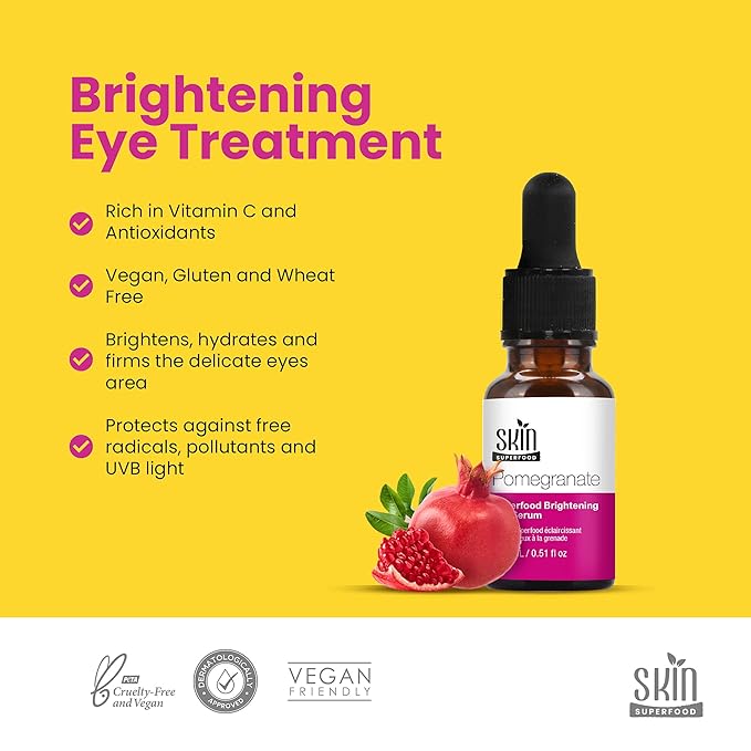 Pomegranate Superfood Brightening Oily Eye Serum 100% Natural and Vegan 0.53 Fl Oz (15ml)-Velvo Beauty