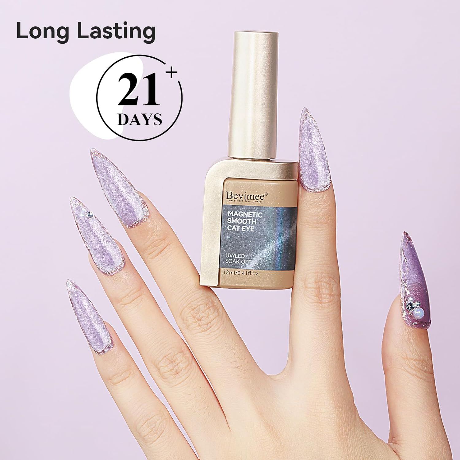 Cat Eye Gel Nail Polish 12ML, Lavender Purple Smoothie Magnetic Gel Polish Holographic Shimmer Glitter Cats Eye Nail Polish with Magnet Stick Soak Off UV Nail Art Varnish-Velvo Beauty