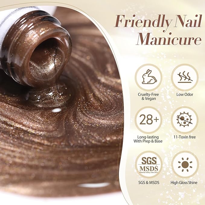 Born Pretty Cat Magnetic Eye Gel Nail Polish, Fall Winter Jelly Glass Magnetic Gel Polish, Purple Brown Pink Nude Glitter Soak Off Nail Art Salon Manicure Home Gift 7ml 6pcs-Velvo Beauty