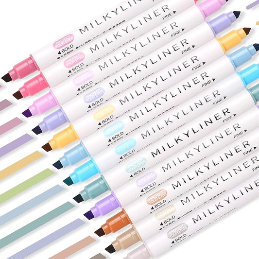 Highlighters Pastel Double Sided Chisel and Fine Tips Pastel Bible Highlighters No Bleed Through 12 Retro Colors Perfect for Bible Books, Journals, Drawings, and Underlining-Velvo Beauty