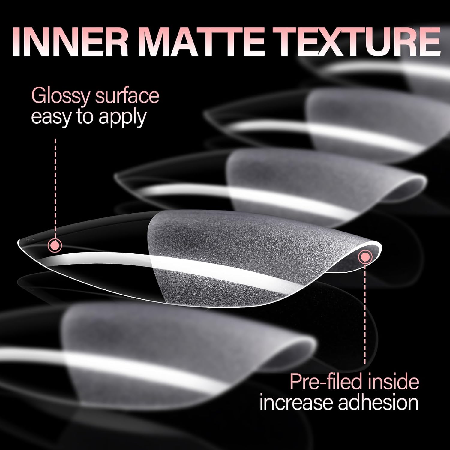 AILLSA Medium Almond Nail Tips Pre-Shaped Acrylic Nails Tips Half Matte Full Cover Tips Clear Gelly Press on Flase Nail Tips for Extension Nail Manicure Home DIY 216PCS 12Sizes-Velvo Beauty