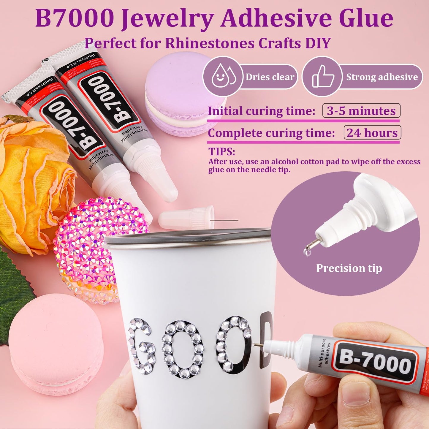 30000Pcs Clear Rhinestones for Bedazzling with B7000 Jewelry Glue, Bedazzler Kit Flatback Gems, Resin Rhinestones for Crafting Crafts Clothing Shoes Fabric Nail Art Assorted Size 2/3/4/5/6mm-Velvo Beauty