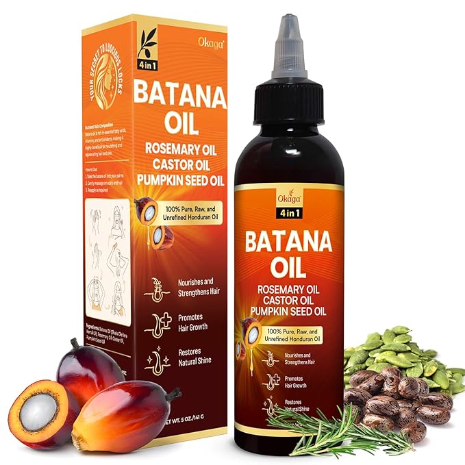 Batana Oil for Hair Growth with Rosemary, Castor, and Pumpkin Seed Oils, 100% Pure Unrefined Honduran Formula, Strengthens, Nourishes, Revives Scalp & Strands, Natural Care for All Types (5oz)-Velvo Beauty