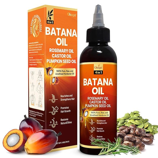 Batana Oil for Hair Growth with Rosemary, Castor, and Pumpkin Seed Oils, 100% Pure Unrefined Honduran Formula, Strengthens, Nourishes, Revives Scalp & Strands, Natural Care for All Types (5oz)-Velvo Beauty