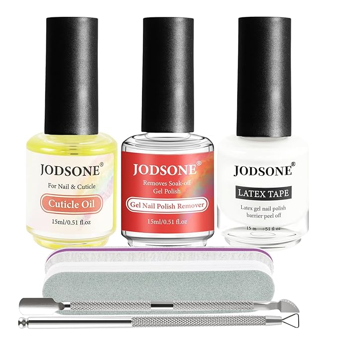 JODSONE Gel Nail Polish Remover Kit - Set with 15ml Gel Nail Polish Remover, Cuticle Oil and Latex Tape, and Complete Remover Manicure Tool Set, No Soaking-Velvo Beauty
