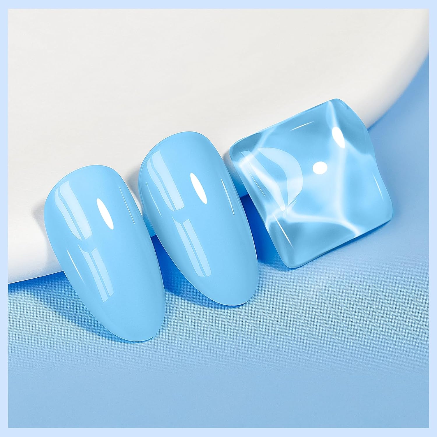 Blue Nail Polish Quick Dry Pastel Nail Lacquer Sheer Color, Light Blue Regular Fast Dry Fingernail Polish Bulk Non Gel Long-Lasting DIY Salon Gift For Women-Velvo Beauty