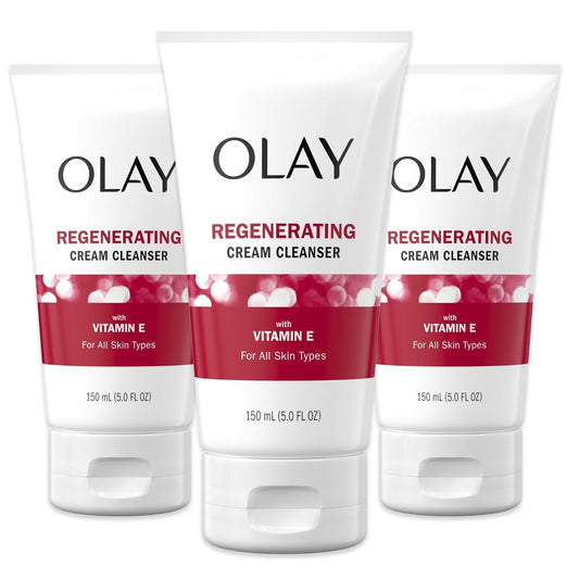 Olay Regenerist Regenerating Cream Cleanser Face Wash, 5 fl oz, Pack of 3-Velvo Beauty