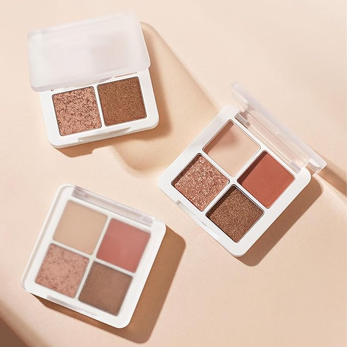 Erinde Quads Matte Eye Shadow Powder Makeup Palette, Nude Neutral Brown & Champagne Pink Shimmer Eyeshadow, Long Wearing Waterproof Everyday Eye Makeup, sombras de ojos, Maple Champagne-Velvo Beauty