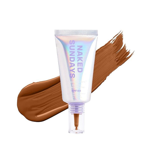 Naked Sundays BeautyScreen™ SPF 50 Mineral Peptide Foundation Tint – 2-in-1 Skin Tint & Mineral Sunscreen | Radiant, Buildable Coverage, Acne-Safe, Infused with Peptides (8 Golden Mahogany, 1.01 oz)-Velvo Beauty