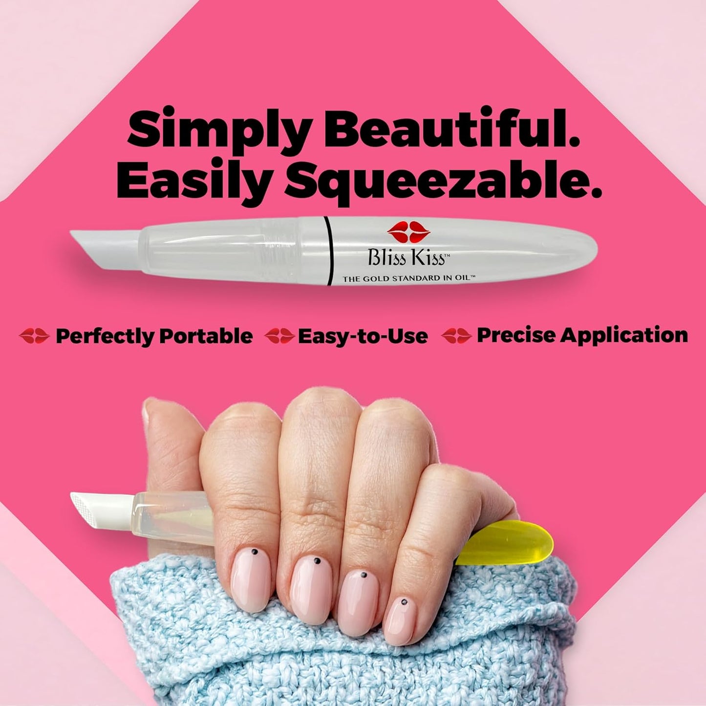 Bliss Kiss Refillable Cuticle Oil Pen for Nails - Empty 8 ml Squeeze Nail Oil Pen with brush applicator from 1-Pack-Velvo Beauty