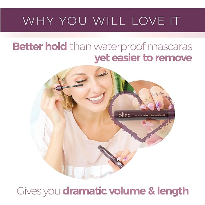Blinc UltraVolume Tubing Mascara, Volumizing, Lengthening and Curling Mascara, Ultra-Longwearing Washable, Clean, Vegan and Cruelty-Free, 9mL / 0.30 Fl Oz (Dark Brown)-Velvo Beauty