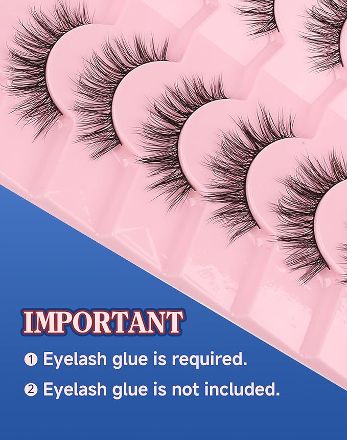 Lashes Natural Wispy Look Flared False Eyelashes Soft Strip Lash Fluffy Eyelash 7 Pairs D79-Velvo Beauty
