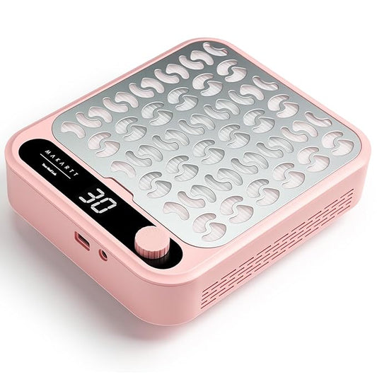 Makartt Nail Dust Collector - Professional Powerful Suction Larina Vacuum Fan Dust Cleaner with LED Display, Adjustable Speed, Reusable Filter for Acrylic Nails Polishing Manicure Salon Home Pink-Velvo Beauty