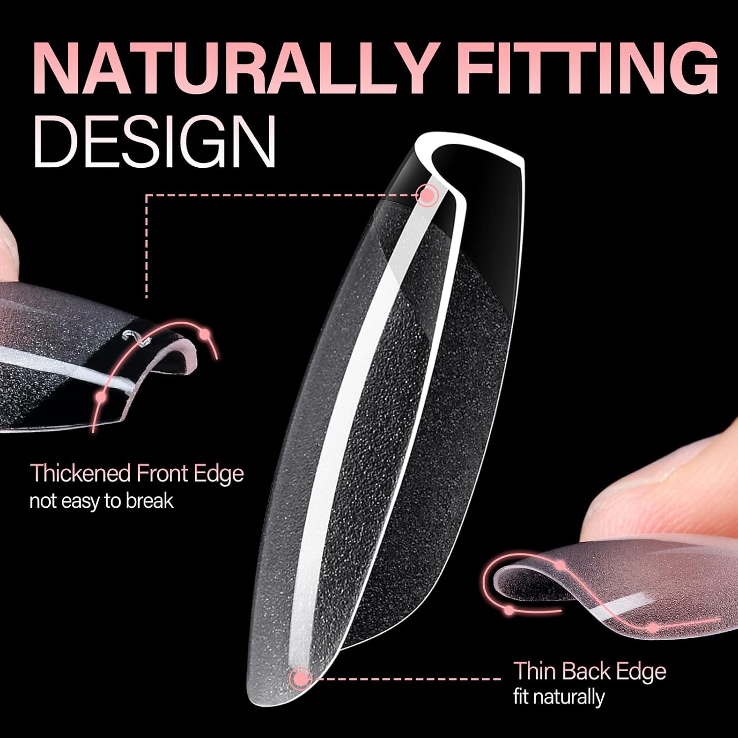 AILLSA Short Coffin Nail Tips Clear Gelly Nails Tip Half Matte Full Cover Tips Acrylic Pre-Filed Press on Fake Nail Tips for Nail Extension Home DIY Manicure 216PCS 12Sizes-Velvo Beauty