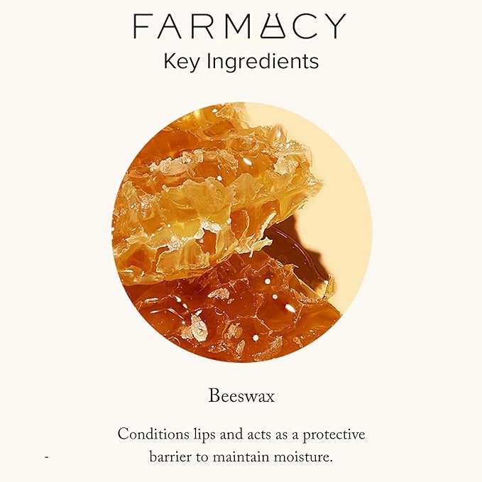 Farmacy Beeswax Lip Balm - Honey Butter Moisturizing Lip Care + Chapped Lip Treatment - Enriched with Cupuaçu + Cocoa Butters, Proprietary Honey Blend and Vitamin E to Nourish, Soften + Heal (3.4g)-Velvo Beauty