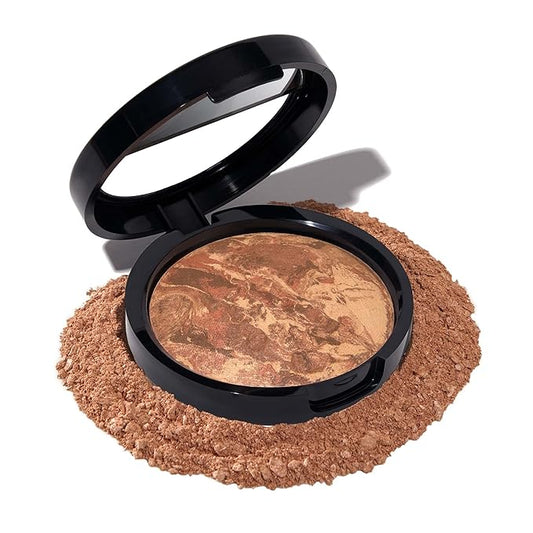 LAURA GELLER NEW YORK Award-Winning Baked Balance-n-Brighten Color Correcting Powder Foundation - Deep - Buildable Light to Medium Coverage - Demi-Matte Natural Finish-Velvo Beauty