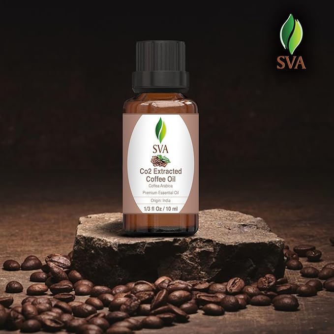 SVA Coffee Essential Oil – 1/3 Fl Oz – 100% Natural Coffee Oil - for Diffuser, Hair Care, Face, Skin Care, Aromatherapy, Scalp and Body Massage, Soap and Candle Making-Velvo Beauty