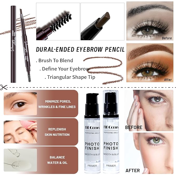 Makeup Set Present Multipurpose Makeup Kit for Women Girls Teens,- CC Cream Foundation Eyeshadow Primer Counter Stick Concealer Lip Gloss Eyeliner Pencil Mascara Makeup Brush & Sponges-Velvo Beauty