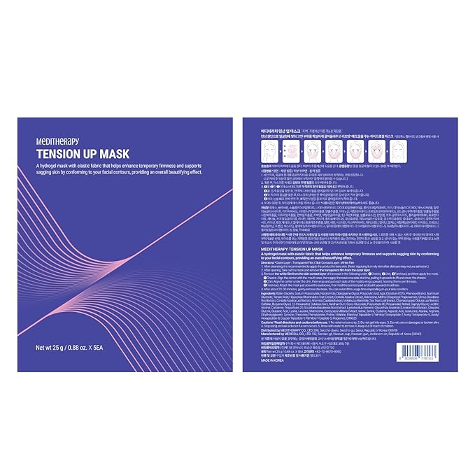 MEDITHERAPY Tension Up Mask 5EA - Korean Collagen Face V Line Lifting Mask - Hydrating Firming & Skin Tightening for Sharp & Sculpted Contour - Matrixyl & Peptide Gel Facial Mask for Youthful Radiance-Velvo Beauty