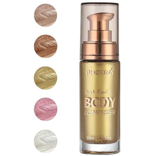 PHOERA Body Luminizer Highlighter, Waterproof Moisturizing and Glow For Face & Body, Face Body Glow Illuminator (102 Metallic Gold)-Velvo Beauty