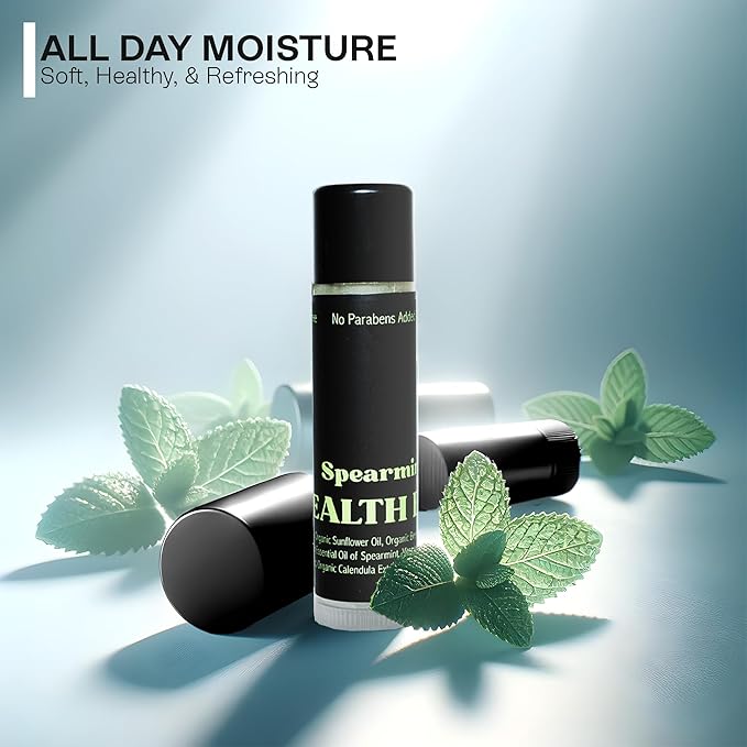 Organic Mint Lip Balm - SPF 15 Sun Protection - Moisturizing Lip Balm - Includes Spearmint, Peppermint, and Eucalyptus Mint Lip Balms - Chapstick to Soothe & Smooth Chapped Lips-Velvo Beauty