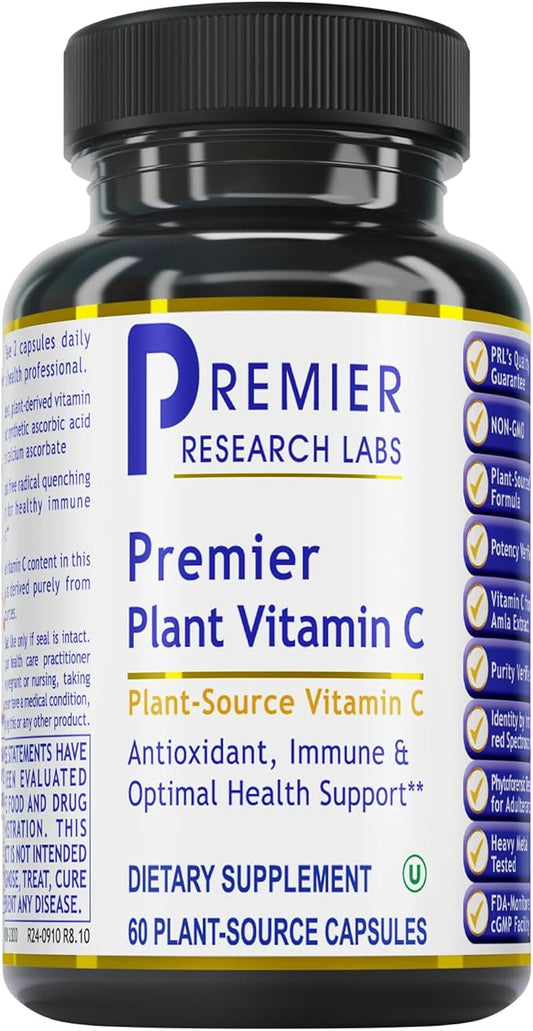 Premier Research Labs Vitamin C Supplement - Natural Vitamin C, Whole Food Vitamin C, Essential C Complex, Pure with Bioflavonoids & Organic Ingredients - 60 Vegetarian Capsules-Velvo Beauty