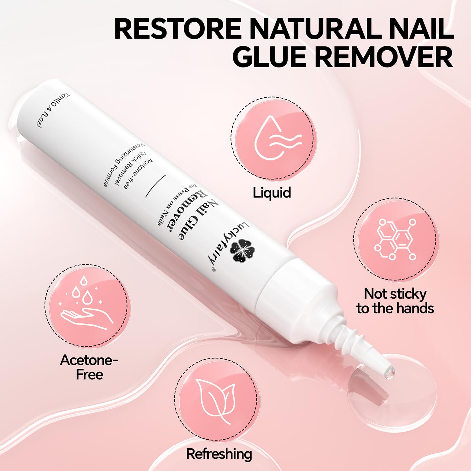 Nail Glue Remover for Press on Nails: Quick Removal Acrylic Nails Semi Solid Nail Glue Acetone-Free, Not for Gel Polish Base Coat Easy Removal Fake Nails, 2Pcs*12ml-Velvo Beauty