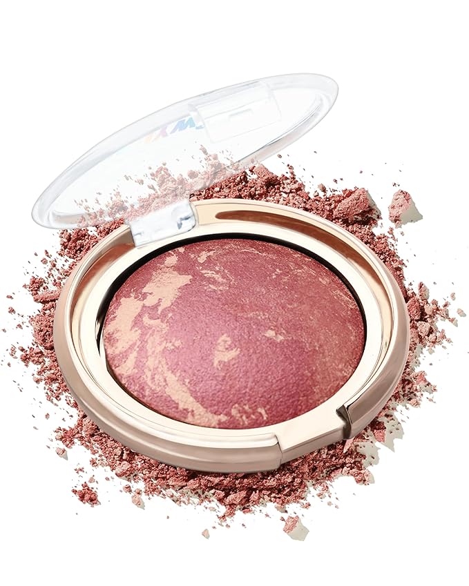 Baked Powder Blush, Glow Marbleized Blush Powder Palette,Lightweight Shimmery Cruelty-Free face Blush for Cheeks,Eyeshadow & Highlight,Makeup Gift for Women rubores de maquillaje(0.49Ounce)-04-Velvo Beauty