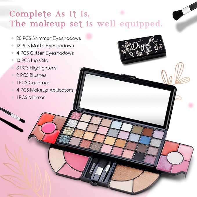 Color Nymph All In One Makeup Sets for Teens Women, Portable Travel Office Makeup Kit Gift for Girls with 36-Colors Eyeshadows Facial Blusher Lip Gloss Pressed Powder Mascara Brushes Mirror-Velvo Beauty