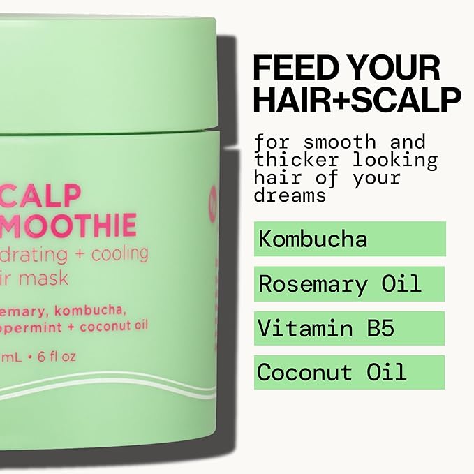 Pacifica Scalp Smoothie Hydrating Scalp Treatment & Leave-On Hair Mask, Cooling Relief for Dry, Flaky, Itchy Scalp & Thinning Hair, Vegan & Cruelty-Free, 6 fl oz-Velvo Beauty