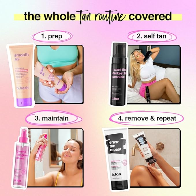 b.tan Ultra Dark Self Tanner Mousse | I Want The Darkest Tan Possible - Fast, 1 Hour Express Sunless Tanning Foam, Golden Bronzing Glow, Face & Body, No Fake Tan Smell, Vegan, Cruelty Free, 6.7 Fl Oz-Velvo Beauty