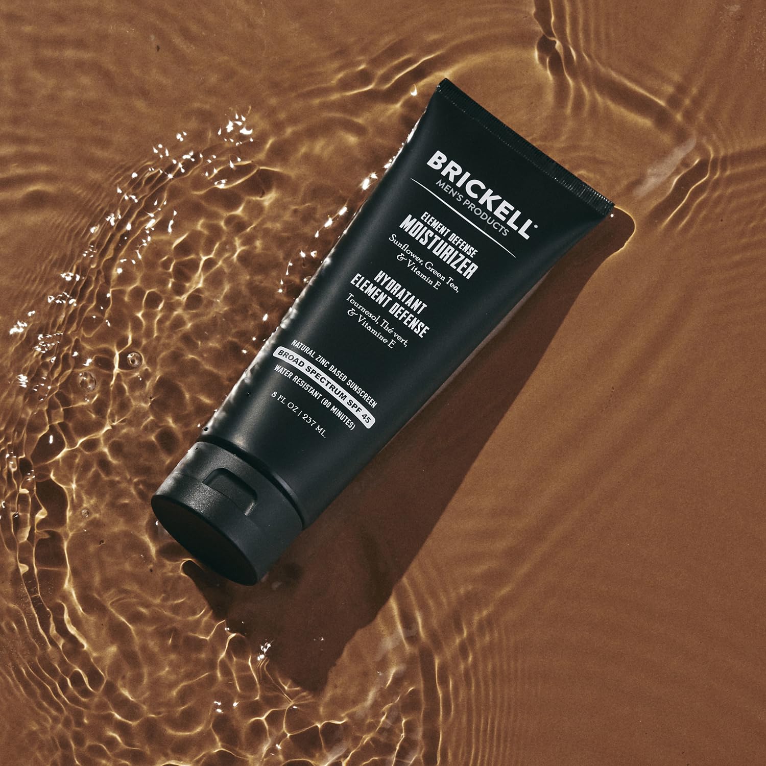 Brickell Men's Element Defense SPF45 Moisturizer for Men, Natural & Organic, Zinc Oxide Mineral Sunscreen, Hydrates and Protects Skin Against UVA/UVB Rays, 8 Ounce, Unscented-Velvo Beauty