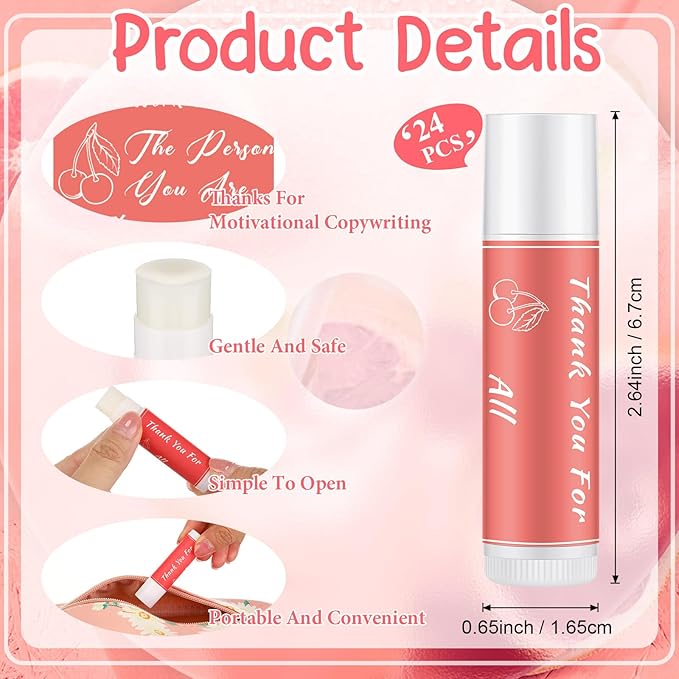 24 Pcs Lip Balm Gifts Bulk Thank You Gifts Employee Appreciation Gifts for Coworkers Moisturizer Assorted Flavors Natural Ingredients Dry Chapped Lip Care Gift for Women Men Teen-Velvo Beauty