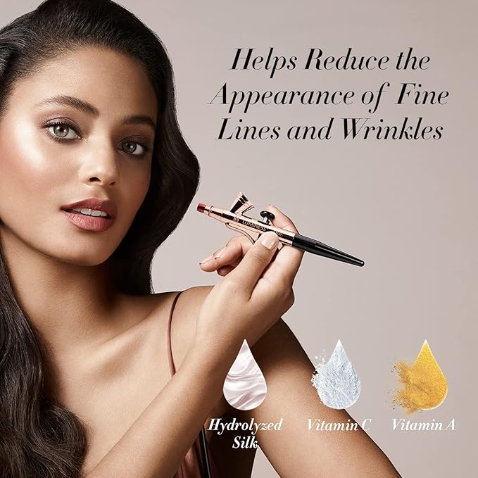 Luminess Air Silk 4-In-1 Airbrush Foundation- Foundation, Shade 060 (.5 Fl Oz) - Sheer to Medium Coverage - Anti-Aging Formula Hydrates and Moisturizes - Professional Makeup Kit for Cordless Air Brush-Velvo Beauty