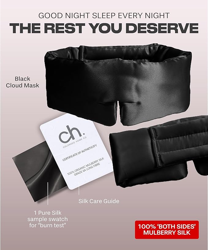 SUNDAYSILKS™ | Adjustable Silk Sleep Mask for Side Sleeper | Cloud-Like Comfort, Weighted for Deep Sleep | Soft Sleep Face Mask for Women & Men, Full Blackout, Cooling Silk Eye Mask for Sleeping-Velvo Beauty