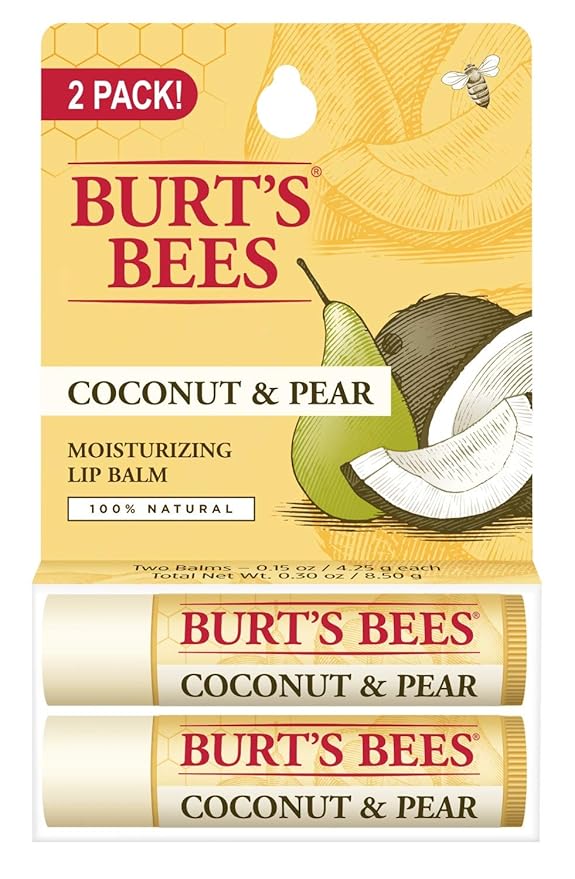 Burt's Bees Lip Balm Mothers Day Gifts for Mom - Coconut and Pear, Lip Moisturizer With Responsibly Sourced Beeswax, Tint-Free, Natural Origin Conditioning Lip Treatment, 2 Tubes, 0.15 oz.-Velvo Beauty