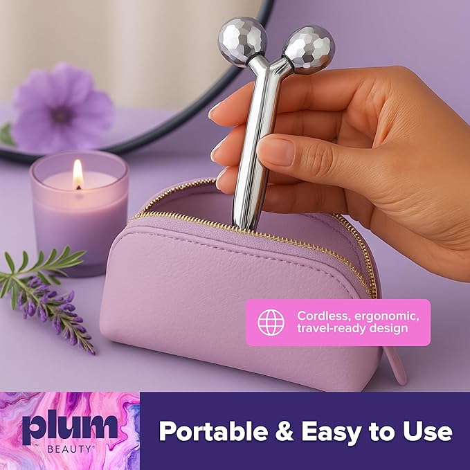 Contouring Dual Ended Silver Face Roller for Wrinkles and Lifting, - Face Rollers for Women, Men - Facial Roller supports lymphatic drainage, Skin Care Beauty Massager Facial Tool for Self Care-Velvo Beauty